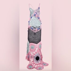 Cassandra Vintage Crochet Multi-Colored Evening Dress